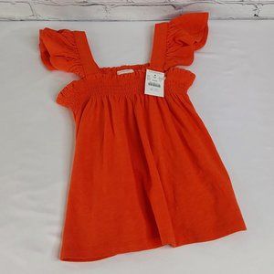 CREWCUTS RUFFLE SLEEVE TOP SQUARE NECK COTTON NEW